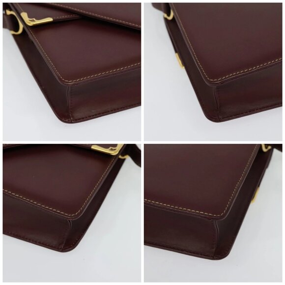 CARTIER Must Line Shoulder Bag Leather Bordeaux Gold Auth - Picture 16 of 16